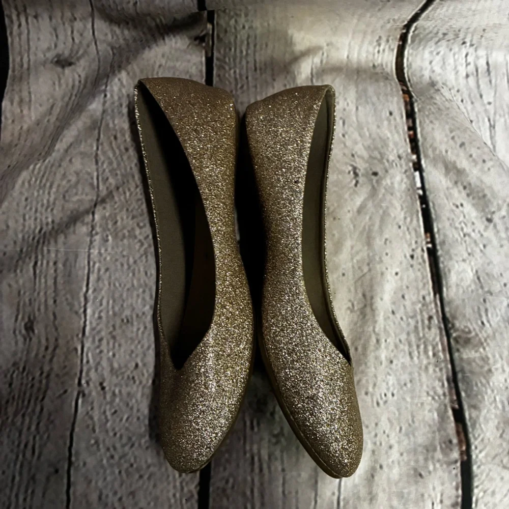 5/$20 Lower East Side‎ Women’s Gold Glitter Ballet Fairycore Flats Shoes Size 8W